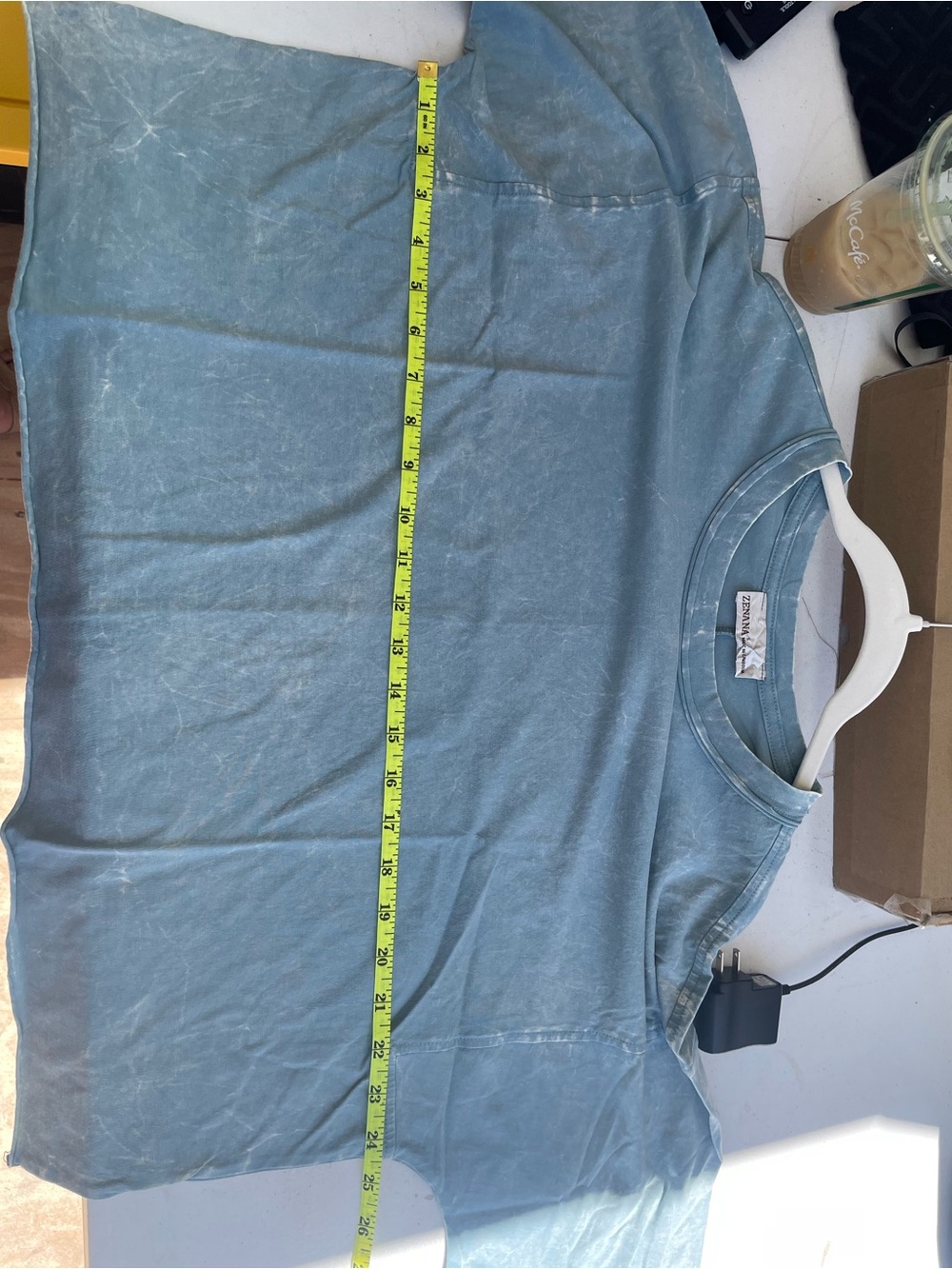 Zenana Outfitters Light Wash Boxy Crop Tee - Blue Grey - Picture 3 of 4